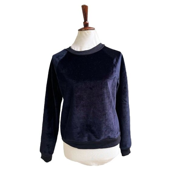 Nasty Gal J.O.A. Womens Black Velvet Plush Little Baby Raglan Sweater Size S - Picture 16 of 16